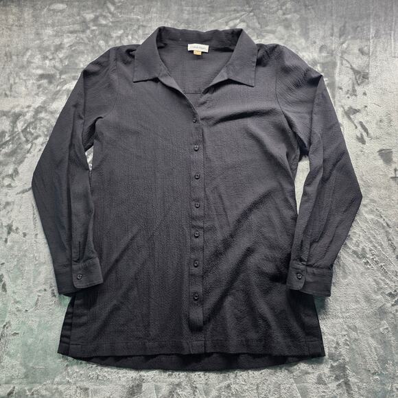 Calvin Klein Tops - Calvin Klein women blouse black button front long sleeve top size M